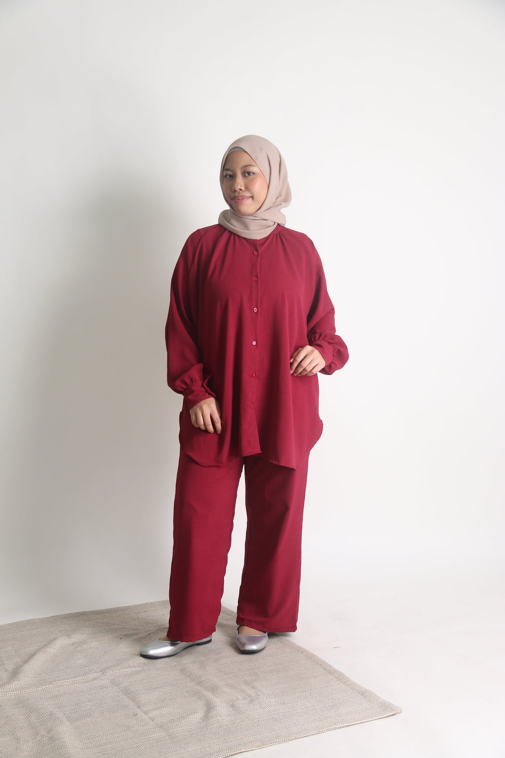 Women's Ironless 2 Pieces Outfit Set (Red)