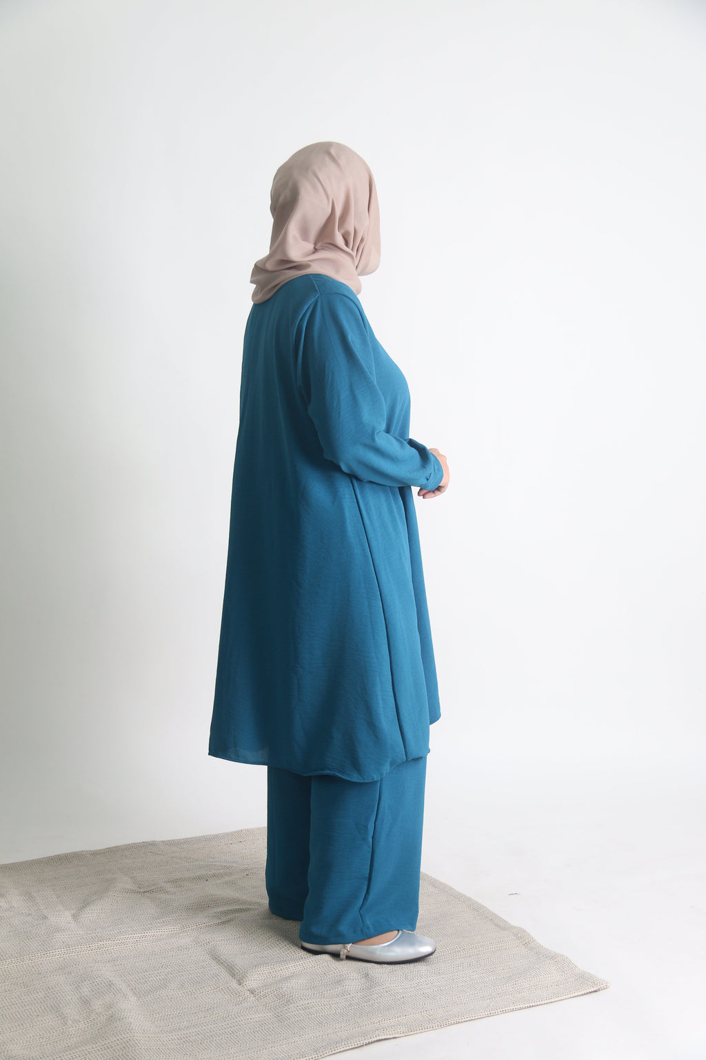 Women's Ironless 2 Pieces Outfit Set Long (Teal)