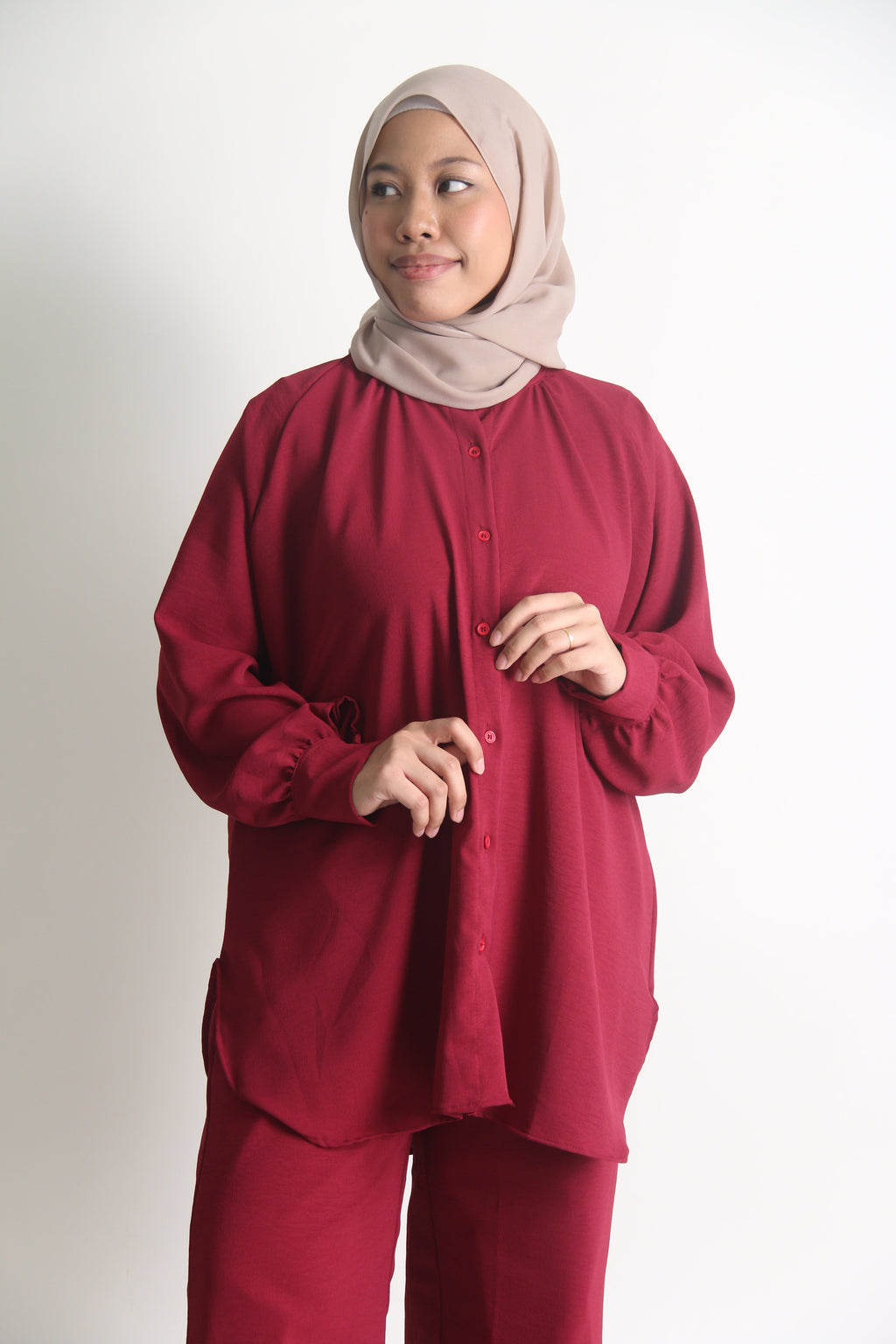 Women's Ironless 2 Pieces Outfit Set (Red)