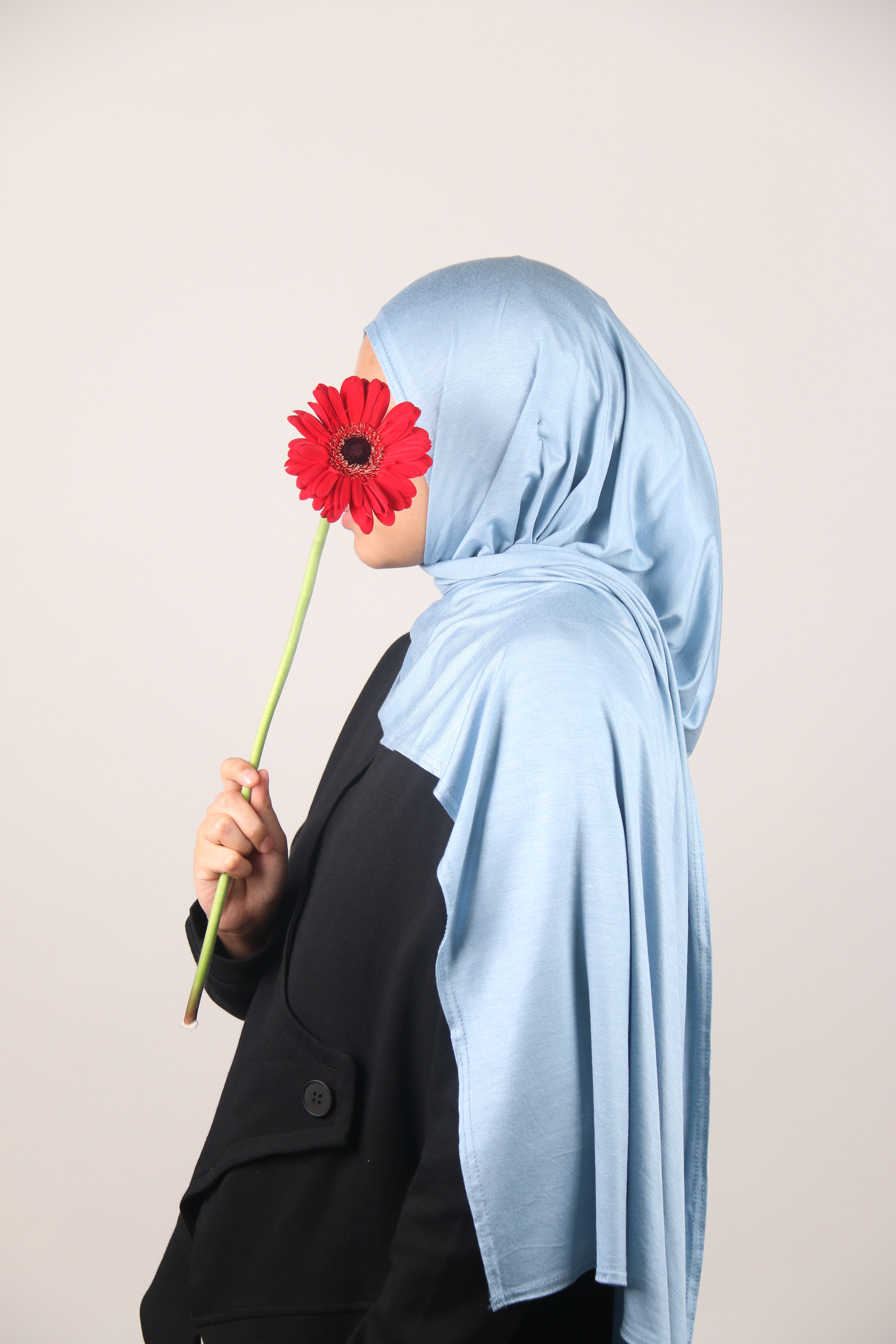 Kids Instant Slip-On Shawl Hijab (Soft Blue)