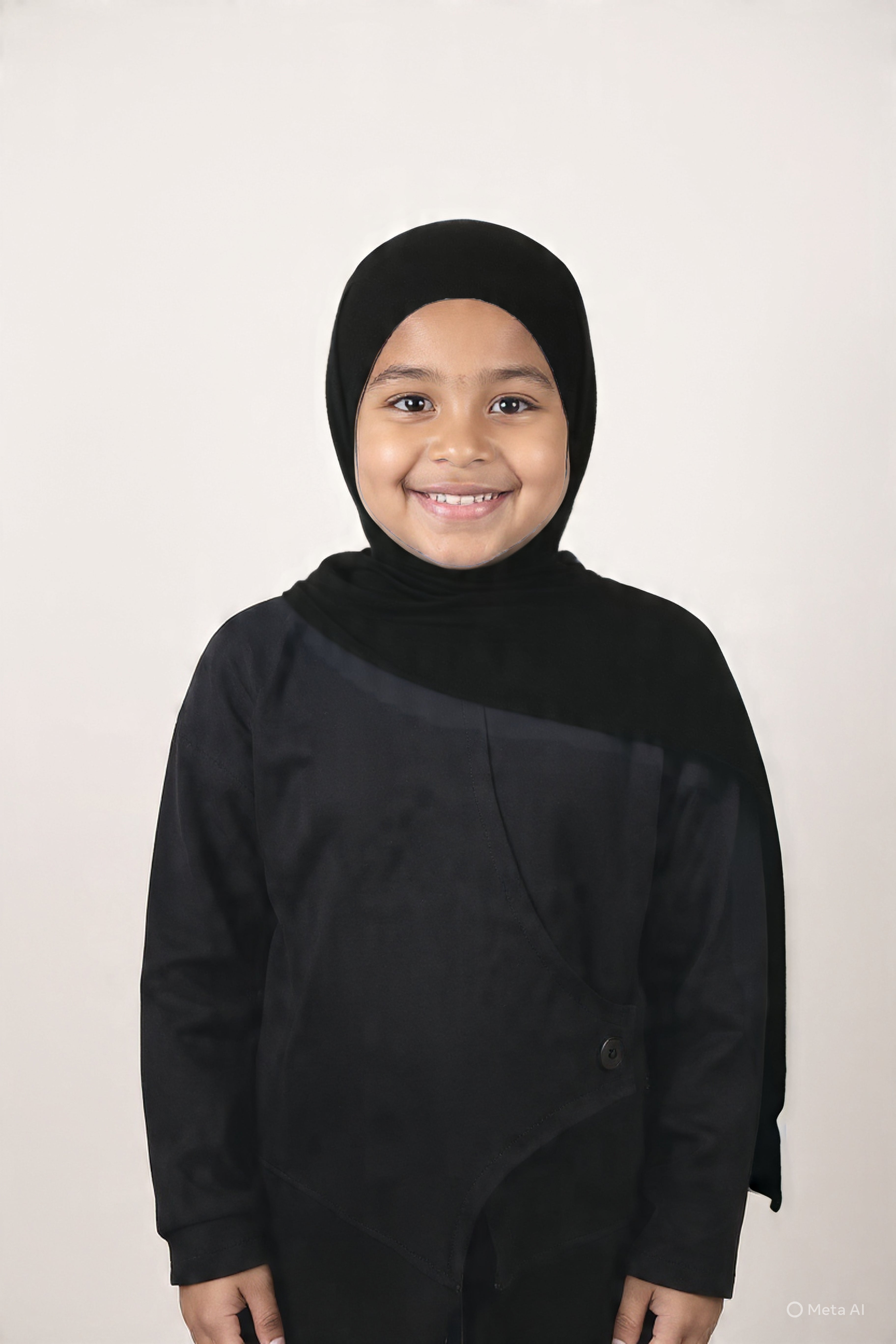 Kids Instant Slip-On Shawl Hijab (Black)