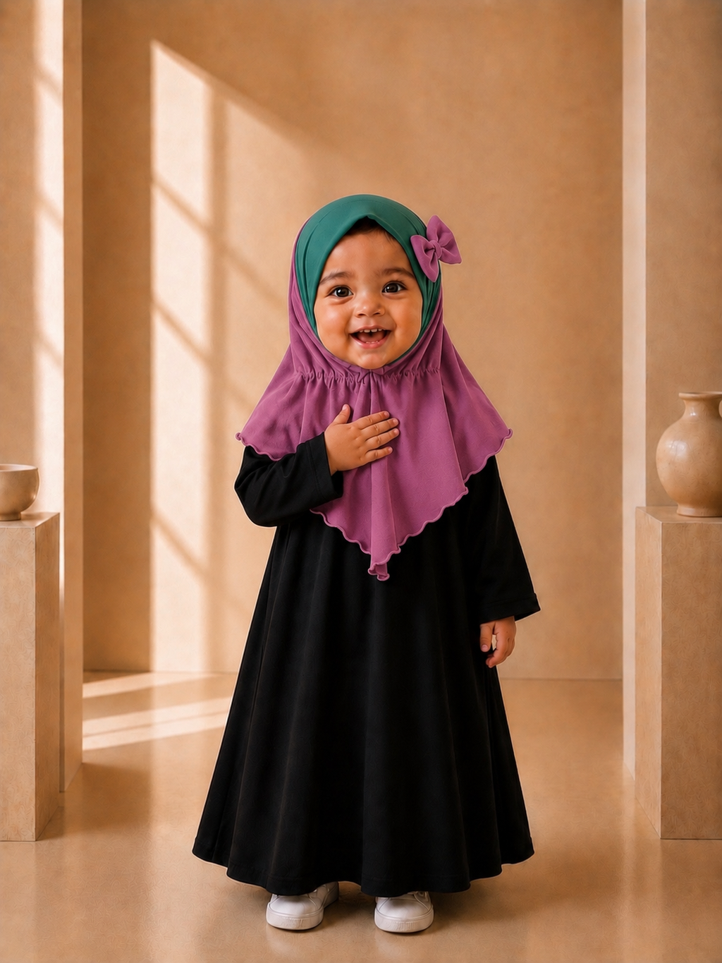 Kids Instant Hijab for baby & toddler (6 months to 3 years old) with Secure Comfort-Fit Elastic Back | No-Slip Everyday Hijab girls