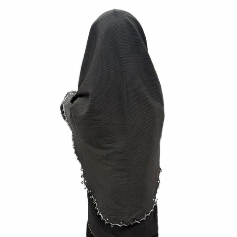 Black Gems Sparkle Lace Instant Kids Hijab with Elegant Beaded Edges and Soft Material for Comfort
