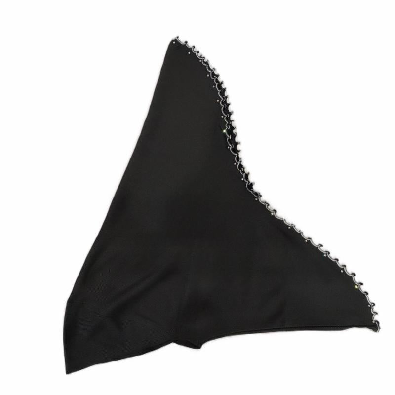 Black Gems Sparkle Lace Instant Kids Hijab with Elegant Beaded Edges and Soft Material for Comfort