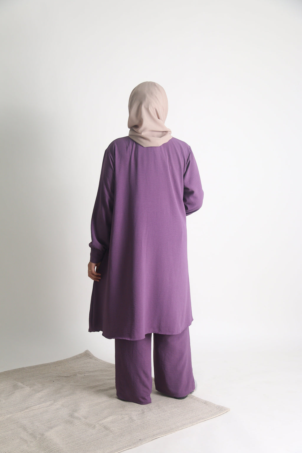 Women's Ironless 2 Pieces Outfit Long Set (Purple)