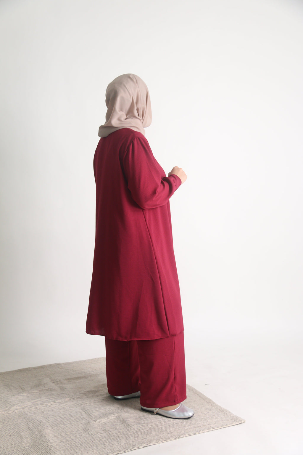 Women's Ironless 2 Pieces Outfit Long Set (Red)