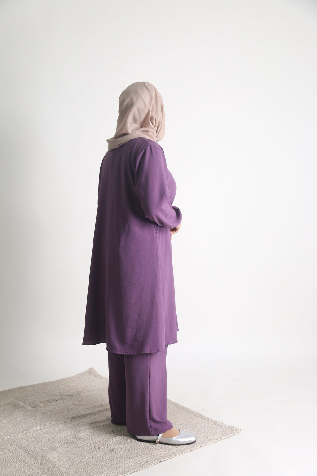 Women's Ironless 2 Pieces Outfit Long Set (Purple)