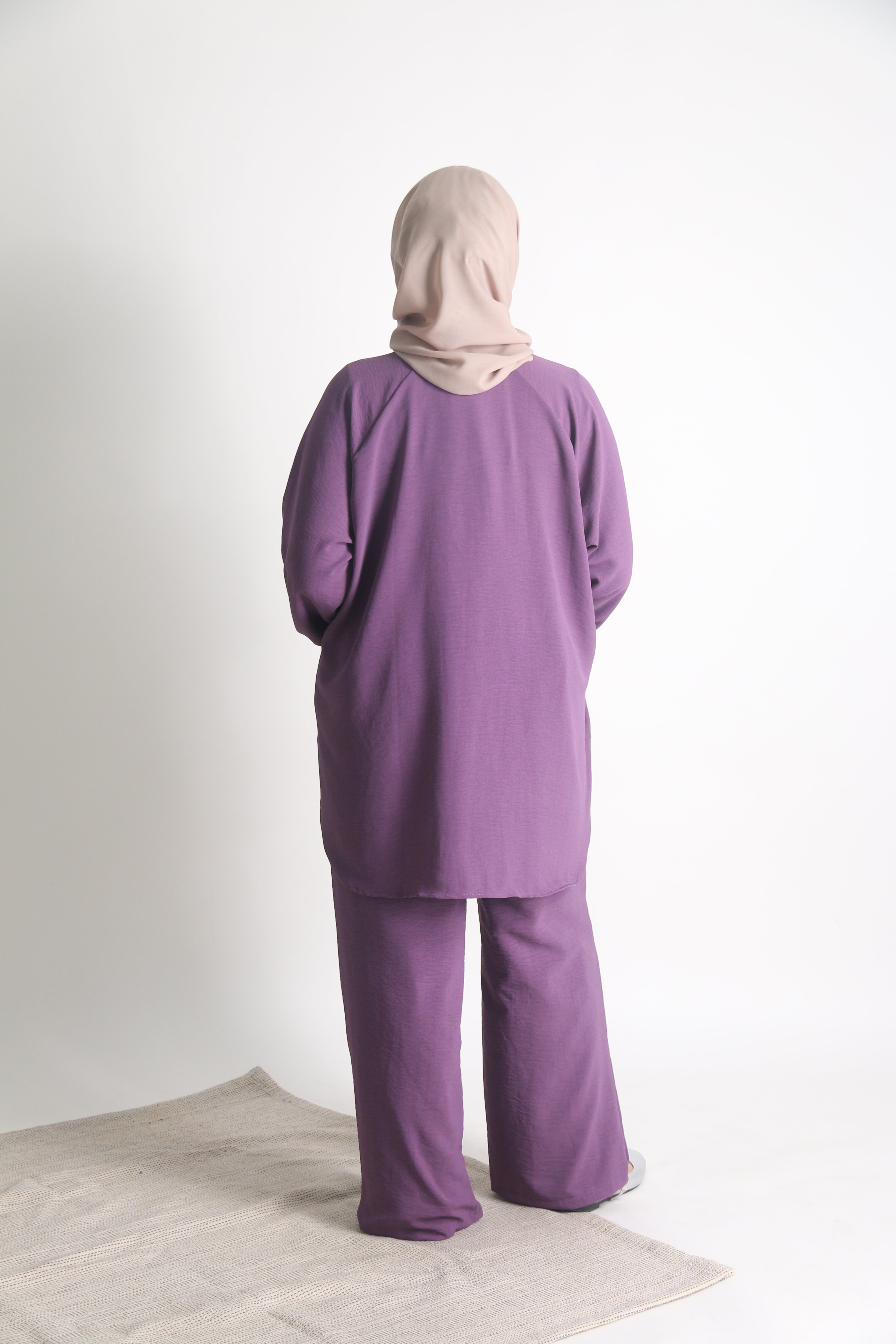 Women's Ironless 2 Pieces Outfit Set (Purple)