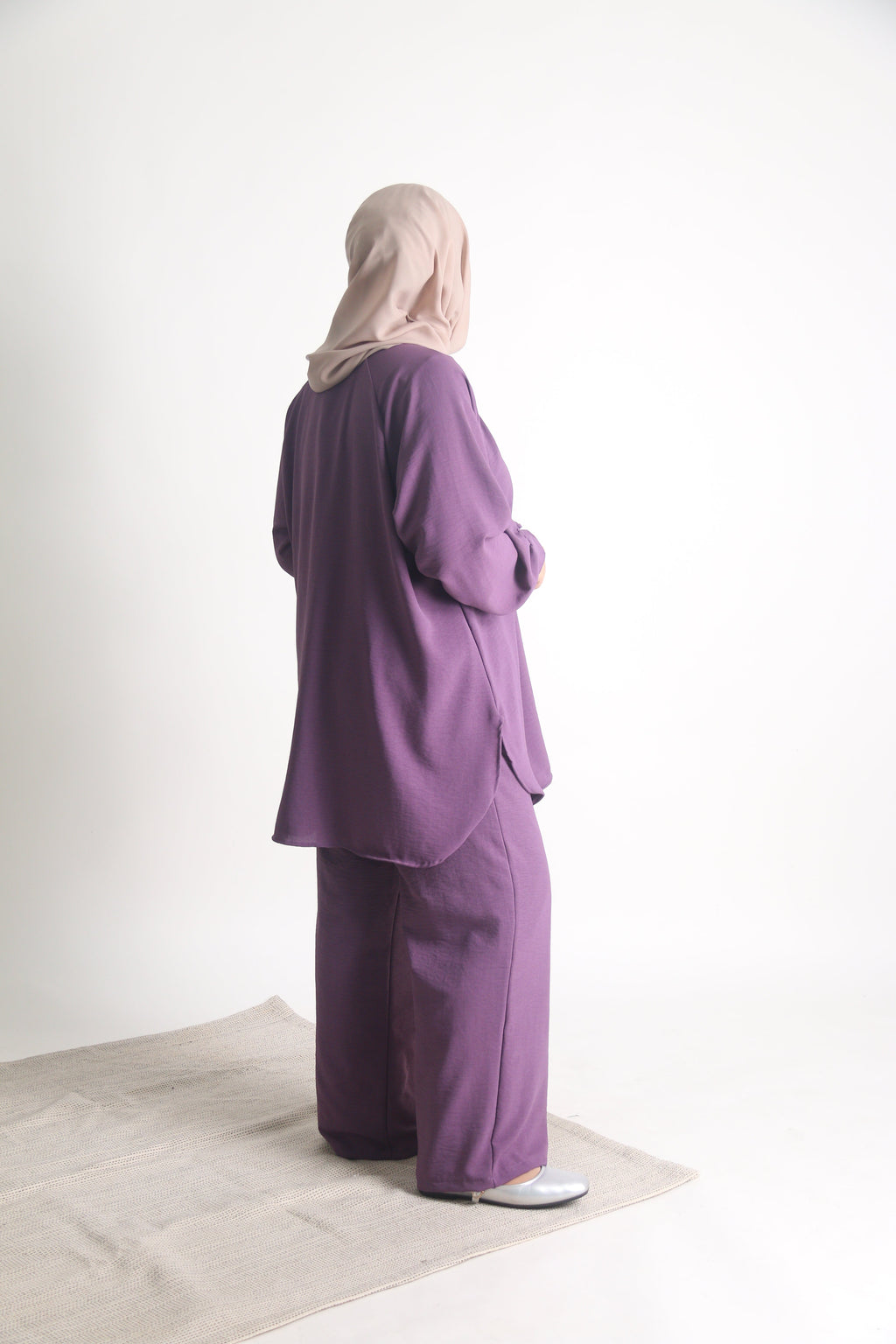 Women's Ironless 2 Pieces Outfit Set (Purple)