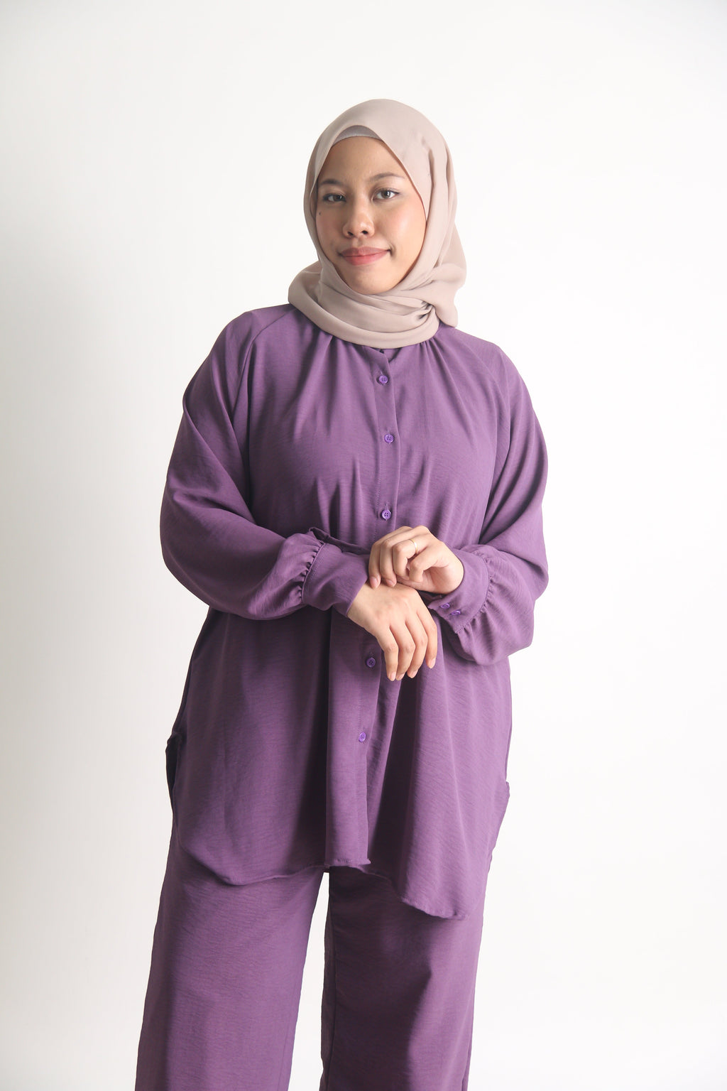 Women's Ironless 2 Pieces Outfit Set (Purple)