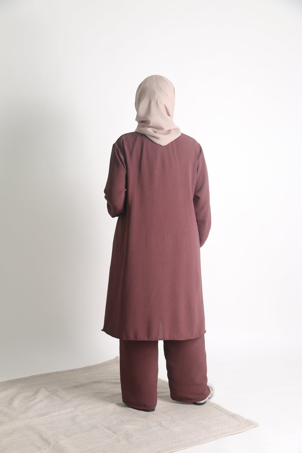 Women's Ironless 2 Pieces Outfit Long Set (Burgundy)