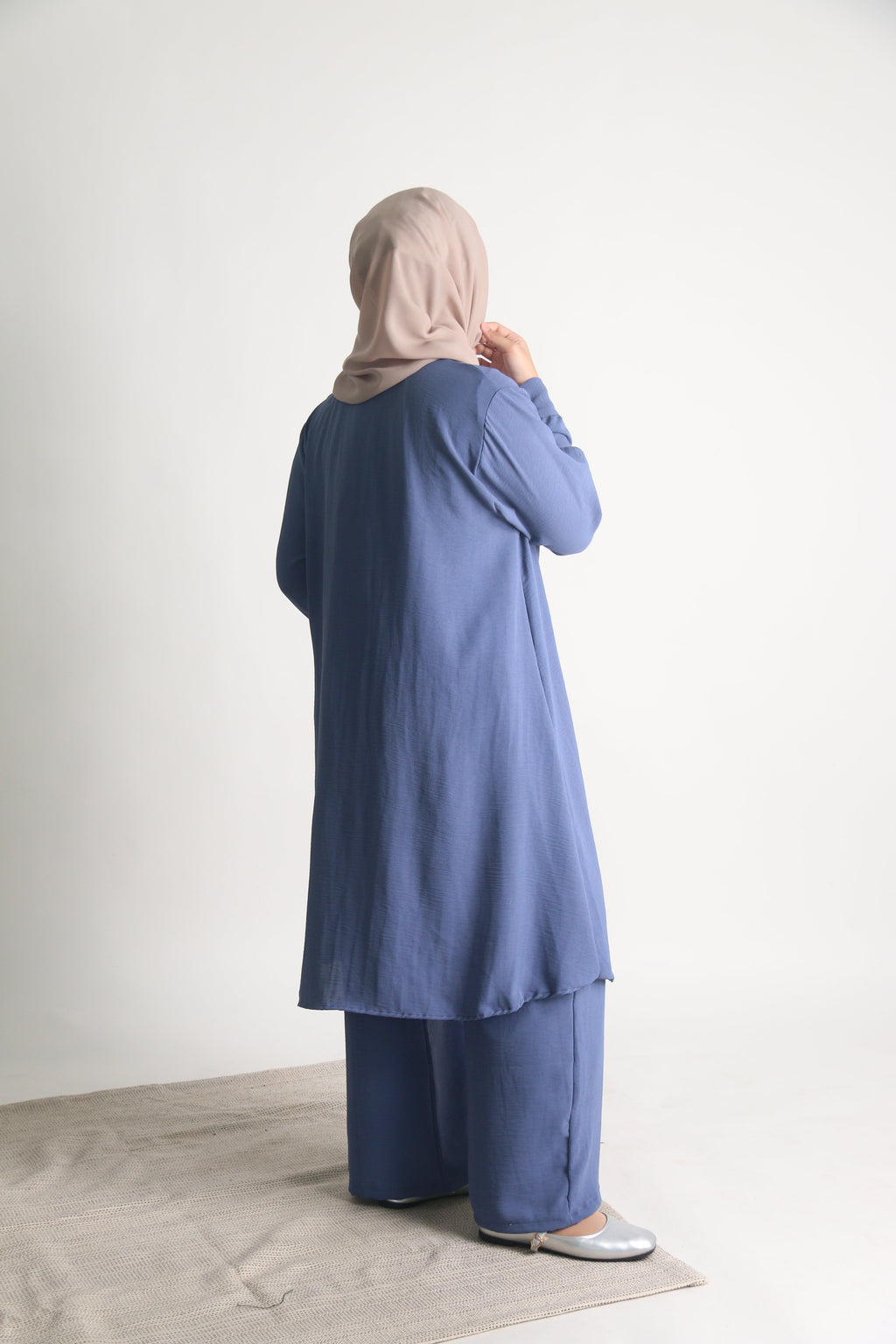 Women's Ironless 2 Pieces Outfit Long Set (Dusty Blue)