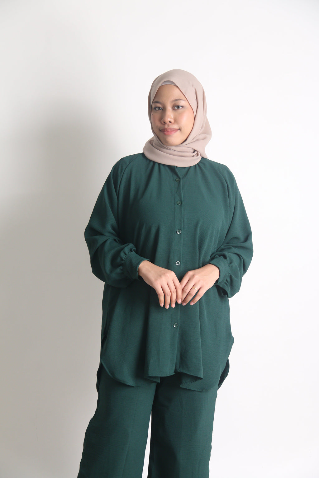 Women's Ironless 2 Pieces Outfit Set (Dark Green)