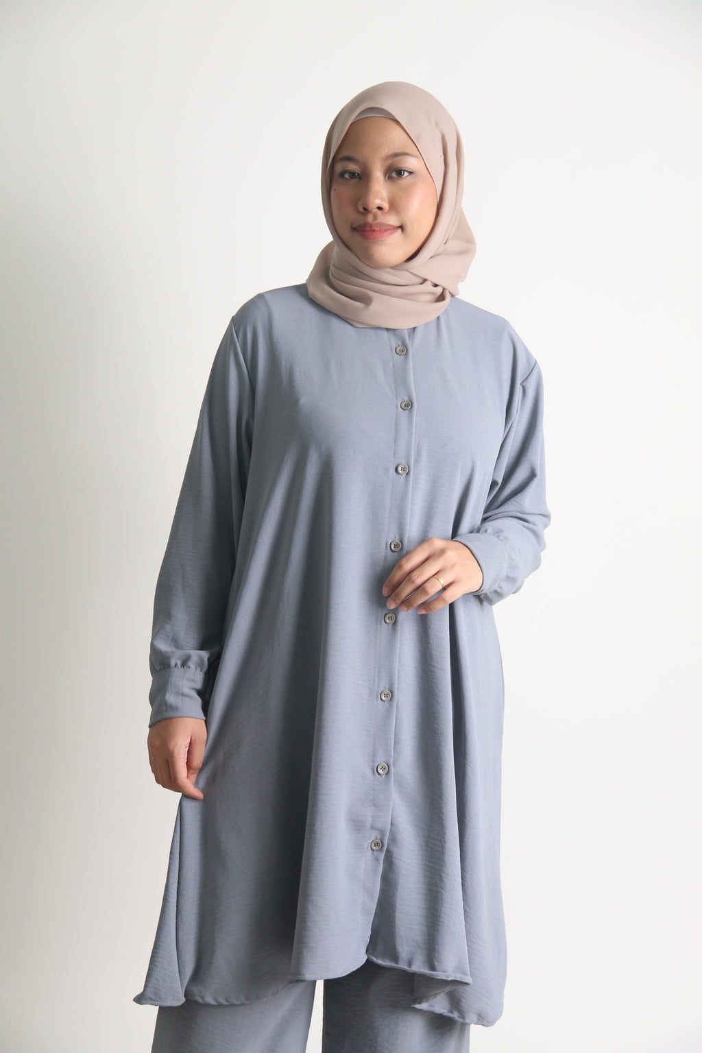 Women's Ironless 2 Pieces Outfit Long Set (Misty Blue)