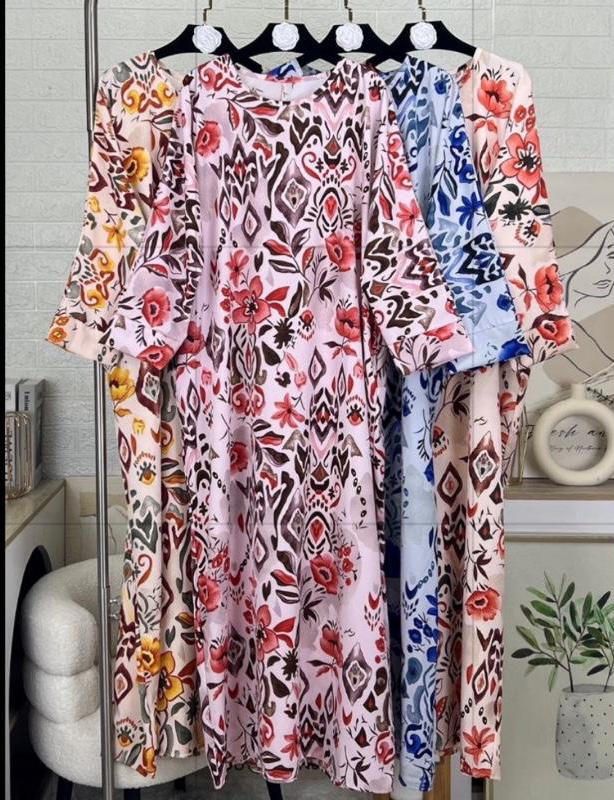 Comfortable floral Abaya Kaftan Style Muslim Dress Print Maxi