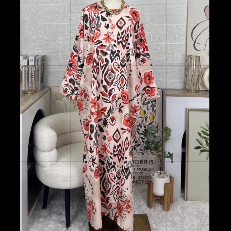 Comfortable floral Abaya Kaftan Style Muslim Dress Print Maxi