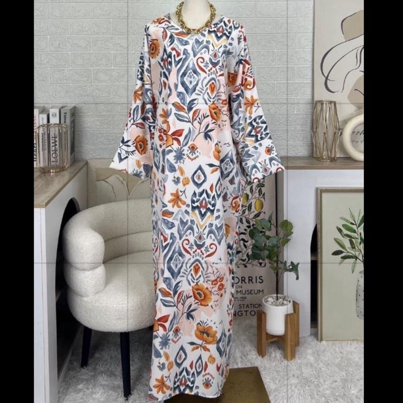 Comfortable floral Abaya Kaftan Style Muslim Dress Print Maxi