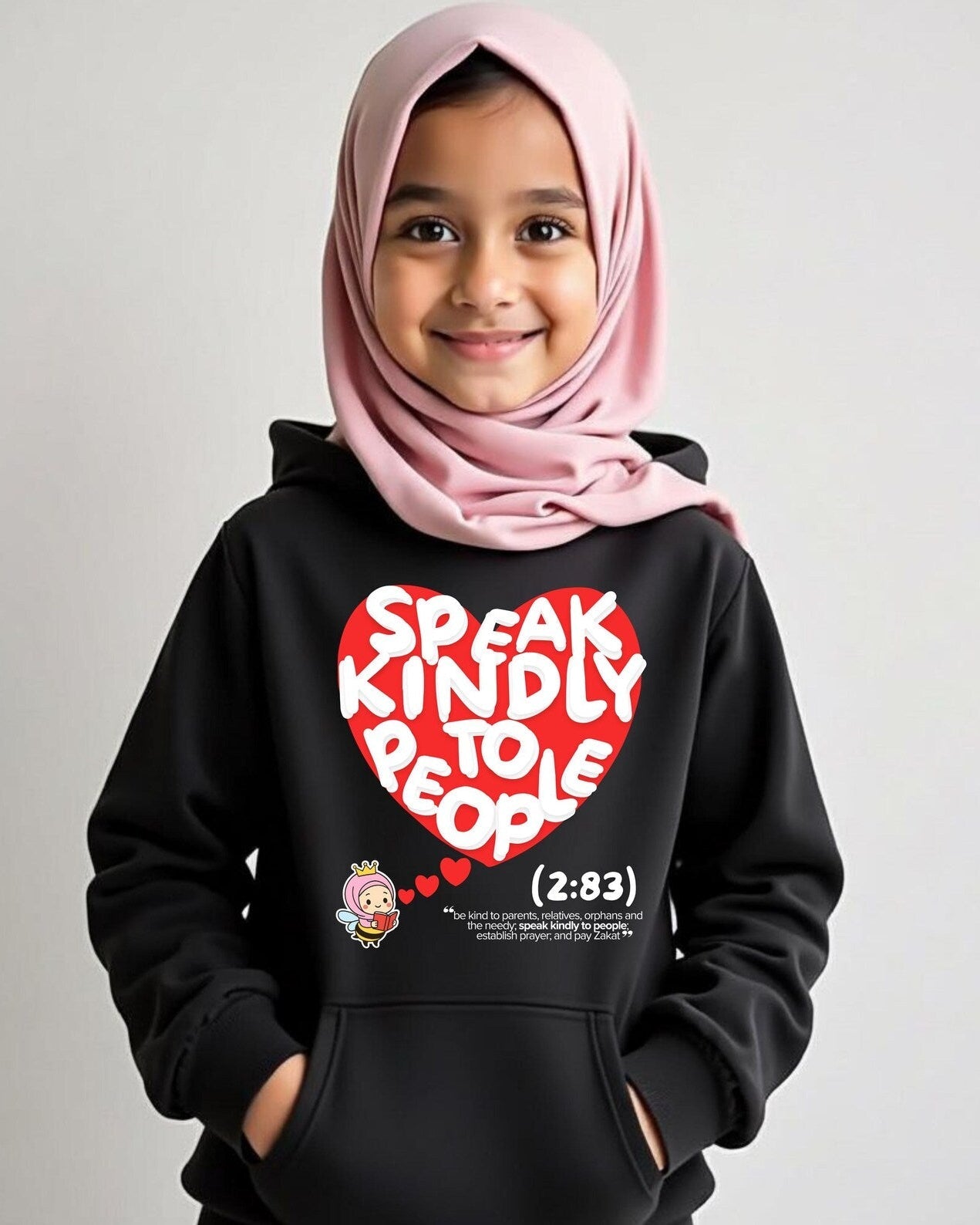 Islamic quotes kids hoodie motivational and positive girls hoodie - Speak Kindly