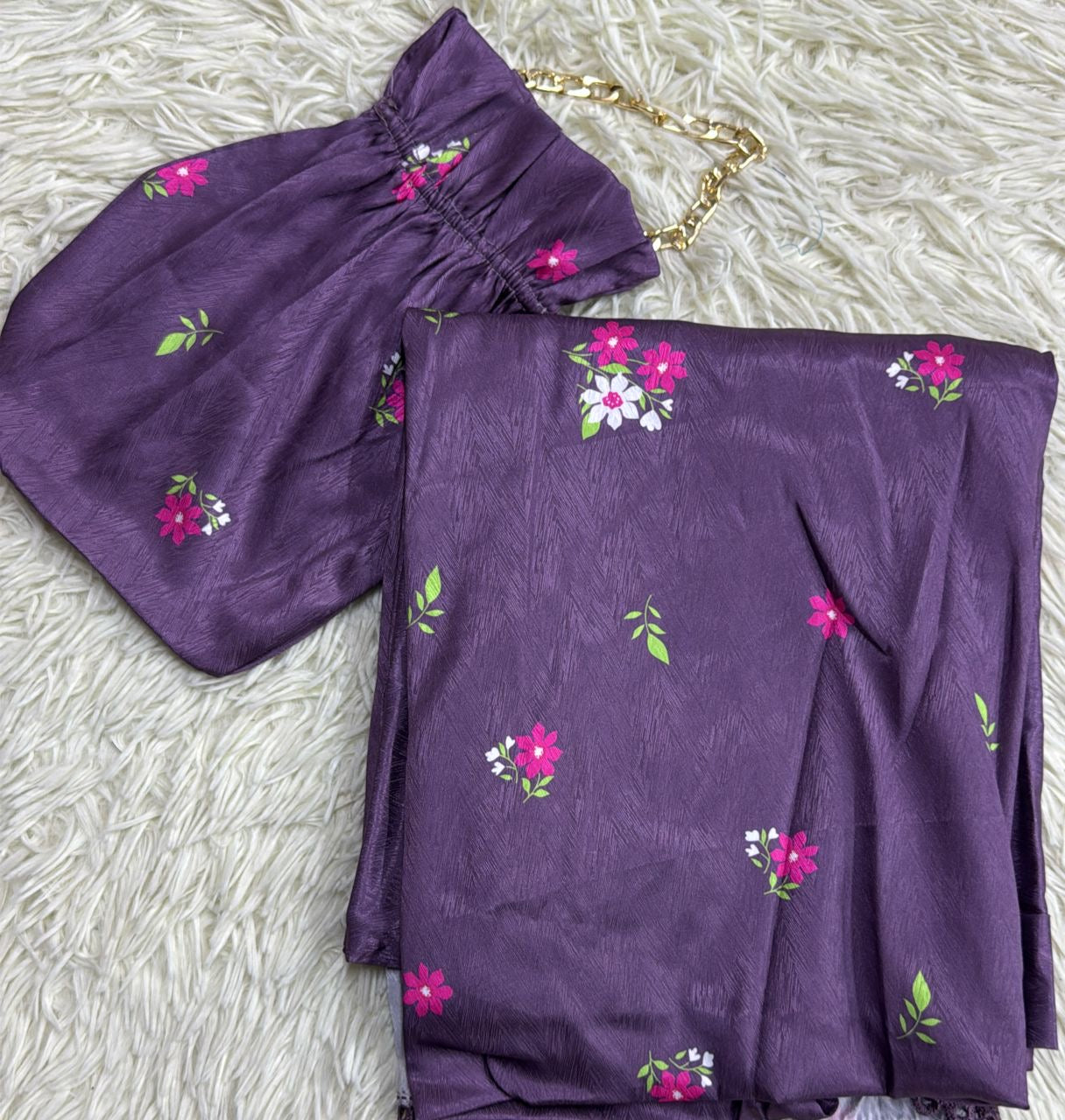 2 Pieces Telekung Prayer Clothes Satin Jacquard