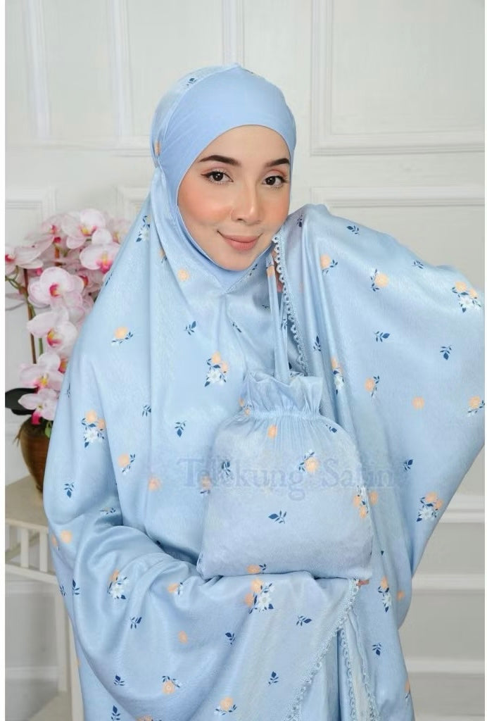 2 Pieces Telekung Prayer Clothes Satin Jacquard