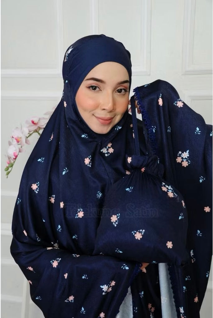 2 Pieces Telekung Prayer Clothes Satin Jacquard