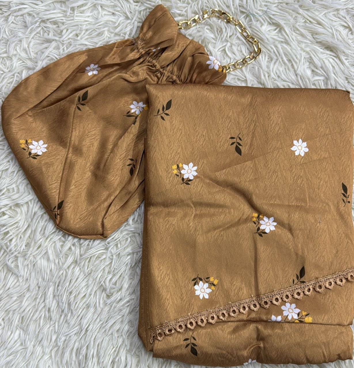 2 Pieces Telekung Prayer Clothes Satin Jacquard