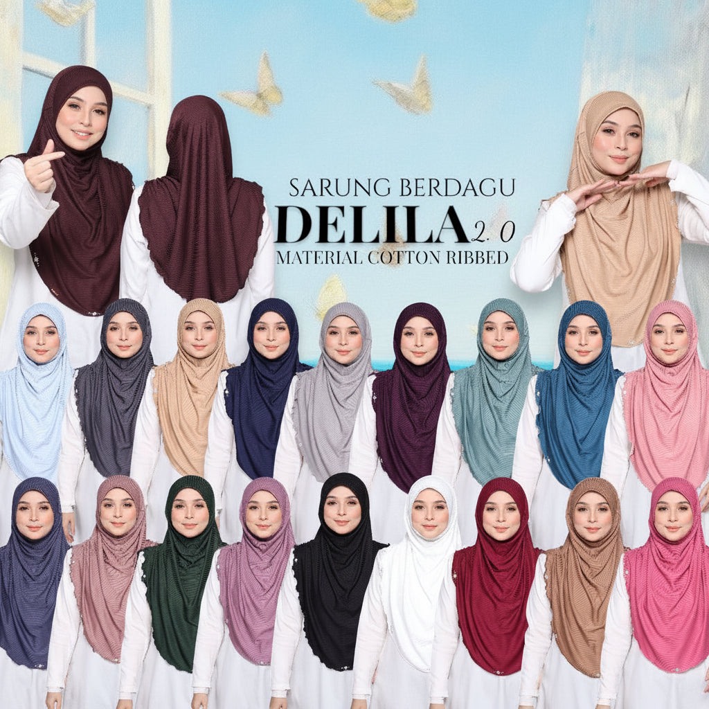 Instant Hijab Cotton Ribbed Dalila with cute floral at side