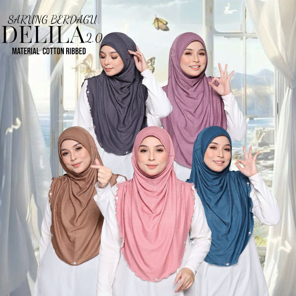 Instant Hijab Cotton Ribbed Dalila with cute floral at side