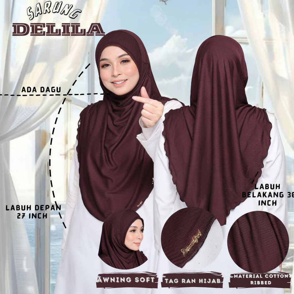Instant Hijab Cotton Ribbed Dalila with cute floral at side