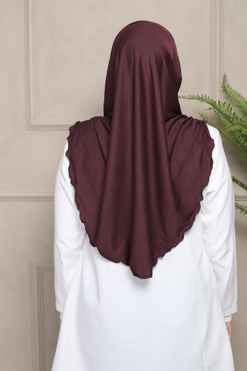 Instant Hijab Cotton Ribbed Dalila with cute floral at side