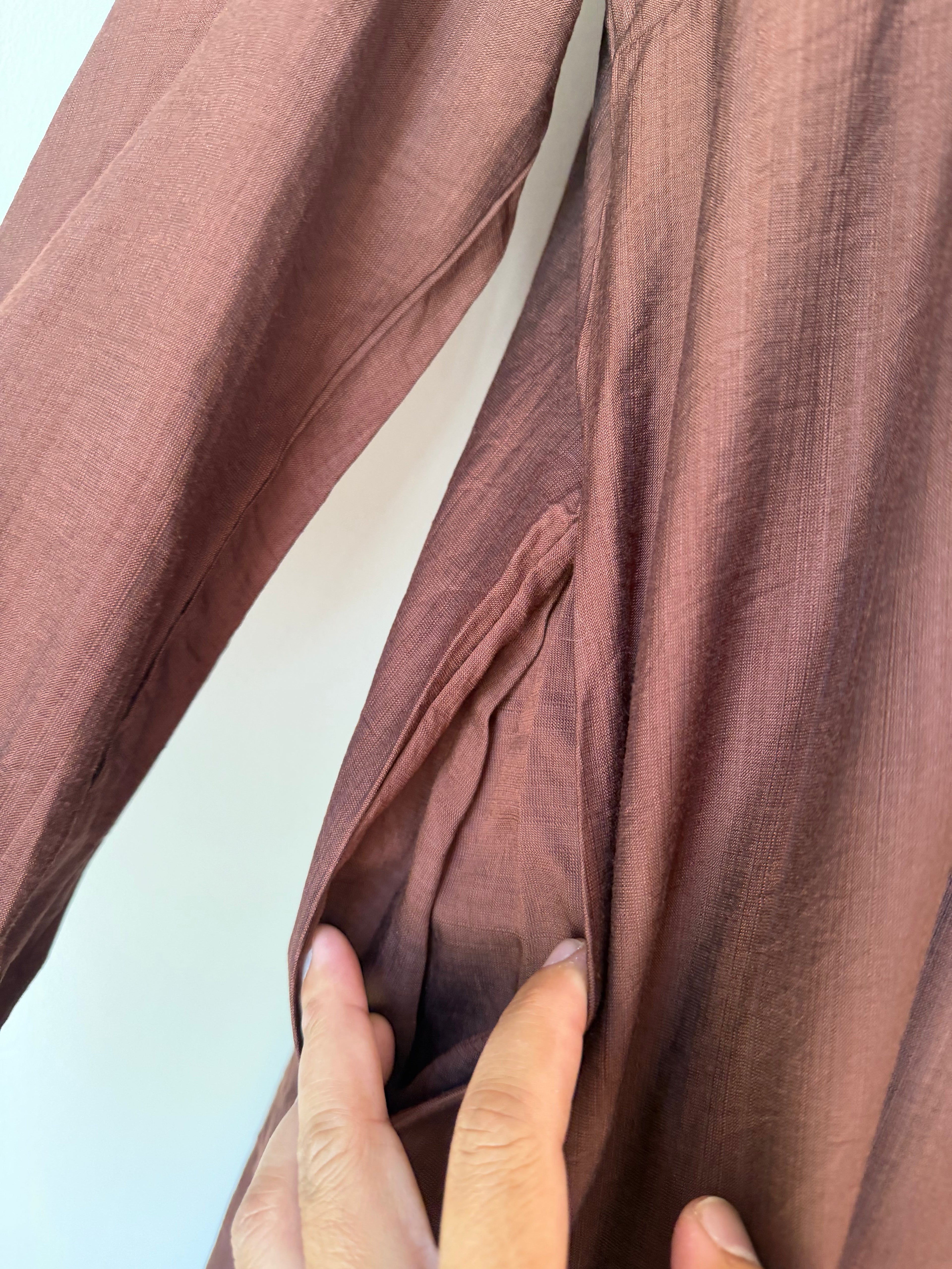 Hayfa Buttoned Premium Modest Linen Dress Breathable Long Sleeve Loose Fit Maxi Dress