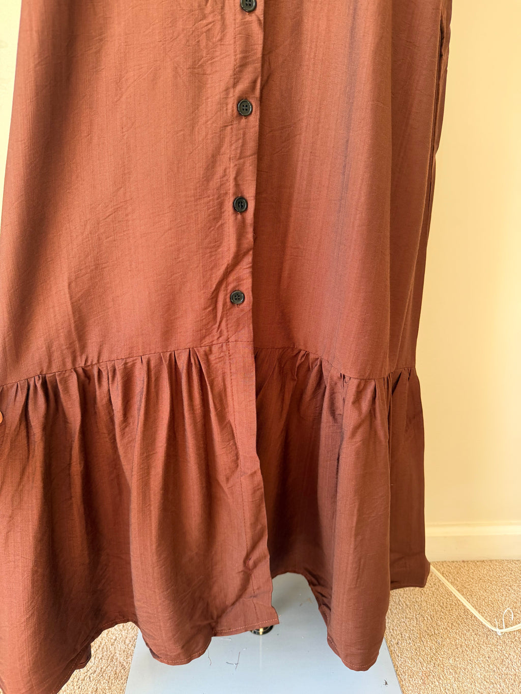 Hayfa Buttoned Premium Modest Linen Dress Breathable Long Sleeve Loose Fit Maxi Dress
