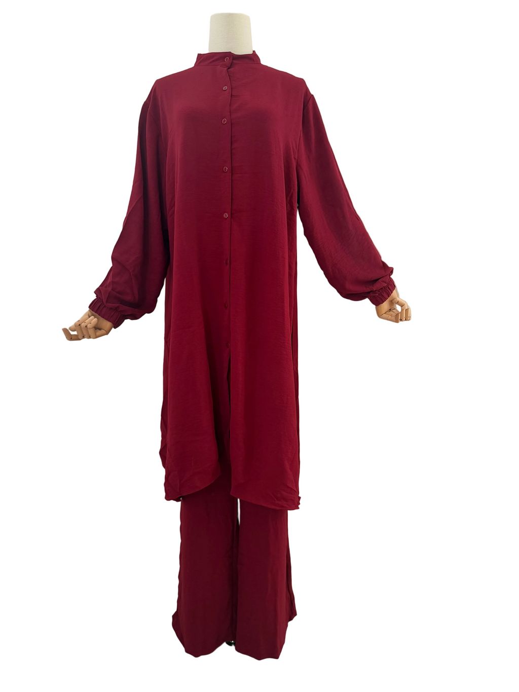 Hayfa Women's Button Medium length co-ords set Ironless 2 Pieces Outfit Set (Maroon)