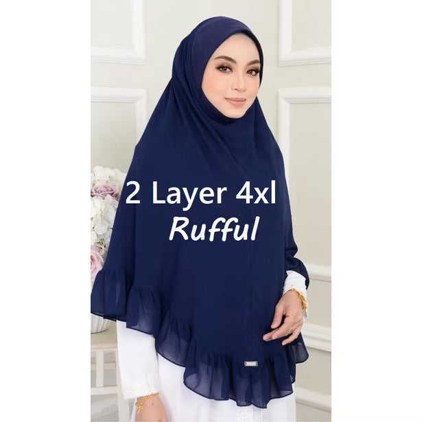 Prayer 2 Layer Ruffle Chiffon Khimar Hijab