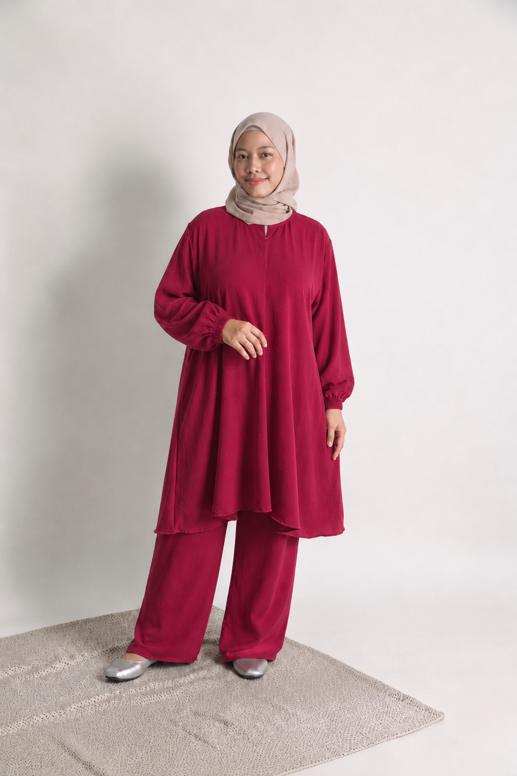 Hayfa Women's Zipper Medium Ironless 2 Pieces Outfit Set