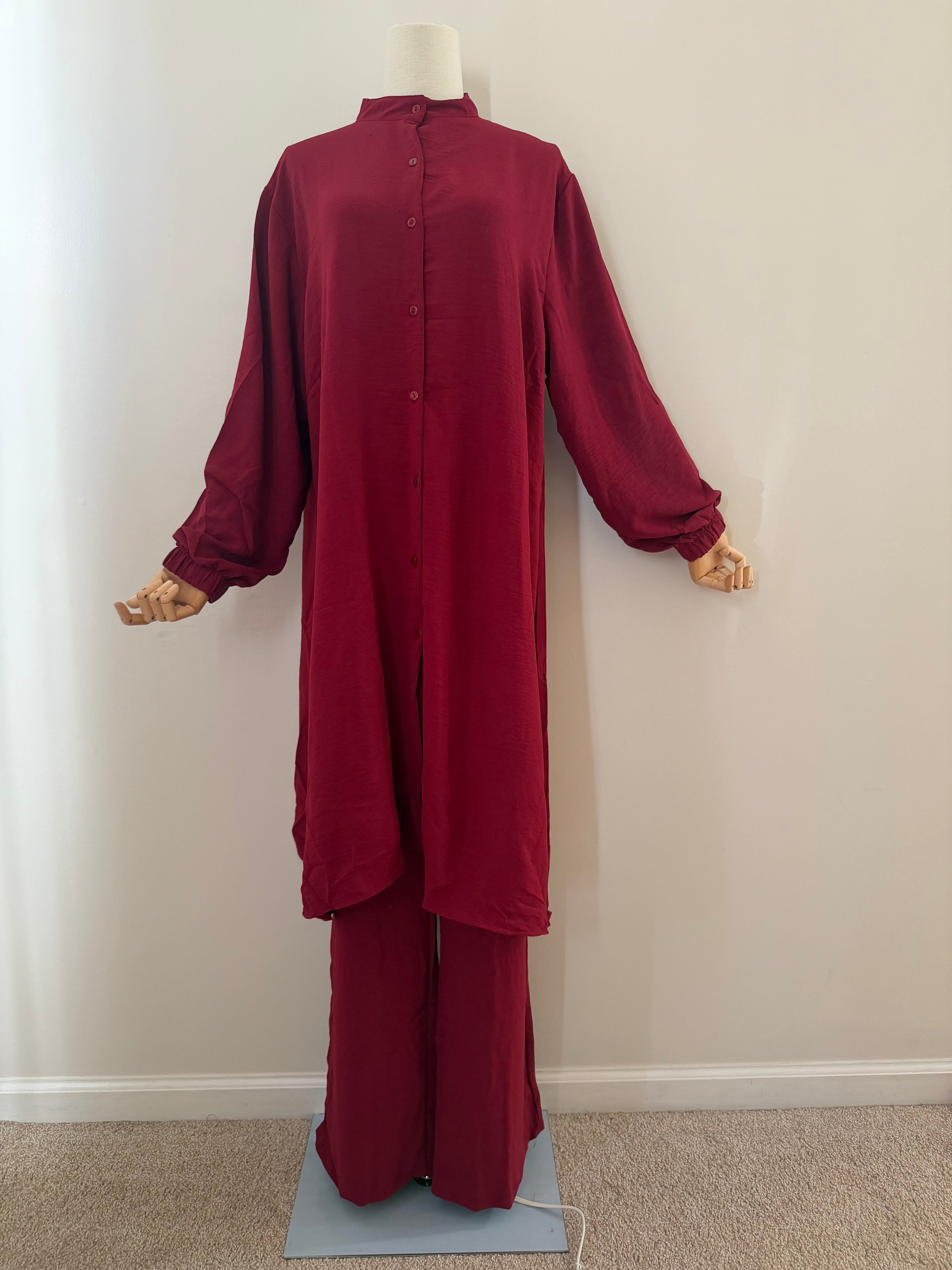 Hayfa Women's Button Medium Ironless 2 Pieces Outfit Set (various colors)