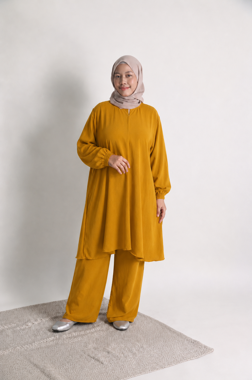 Hayfa Women's Zipper Medium 2 Pieces Co-Ords Set Outfit (Dark Mustard)