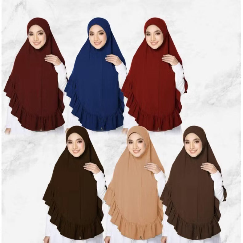 Prayer 2 Layer Ruffle Chiffon Khimar Hijab