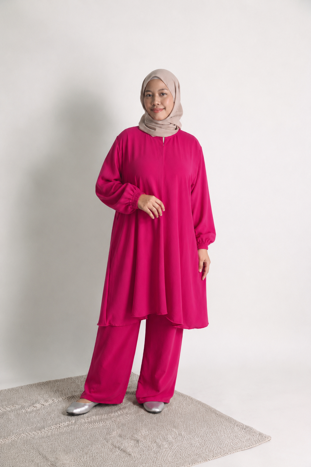 Hayfa Women's Zipper Medium Ironless 2 Pieces Outfit Set