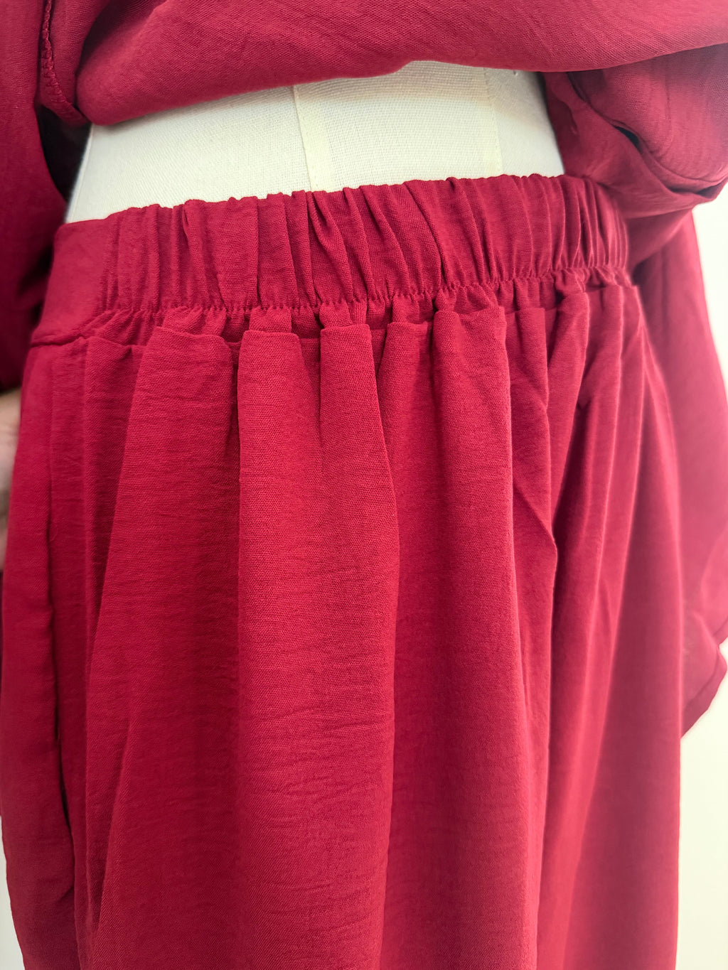 Hayfa Women's Button Medium length co-ords set Ironless 2 Pieces Outfit Set (Maroon)