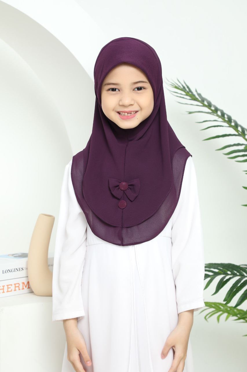 Kids Haya Instant Hijab/Scarf for Girls, Soft and Comfortable KCBOBU1 one piece easy to wear
