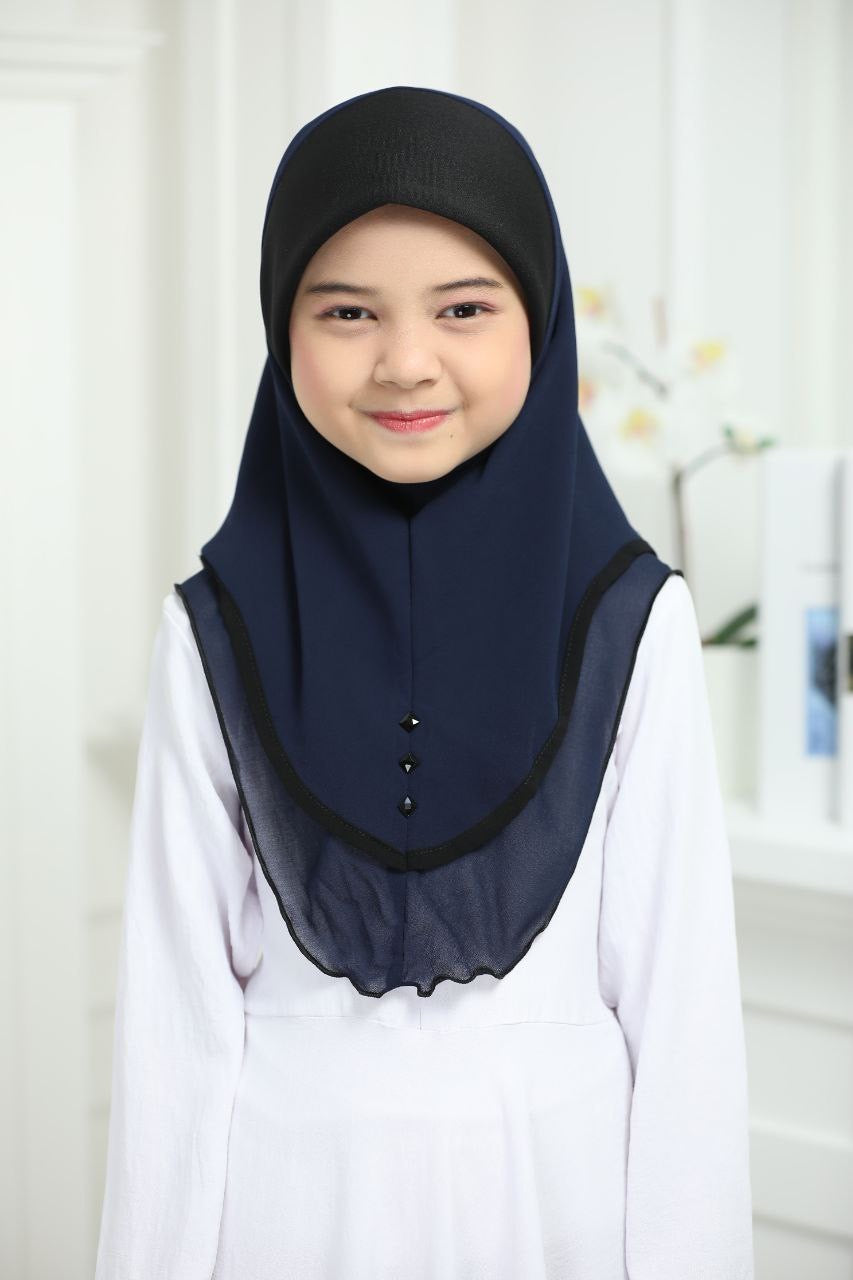 Kids Instant pull on One Piece Elegant Hijab - Available in Various Colors, Comfortable Fit, Suitable for all occasion instant hijab