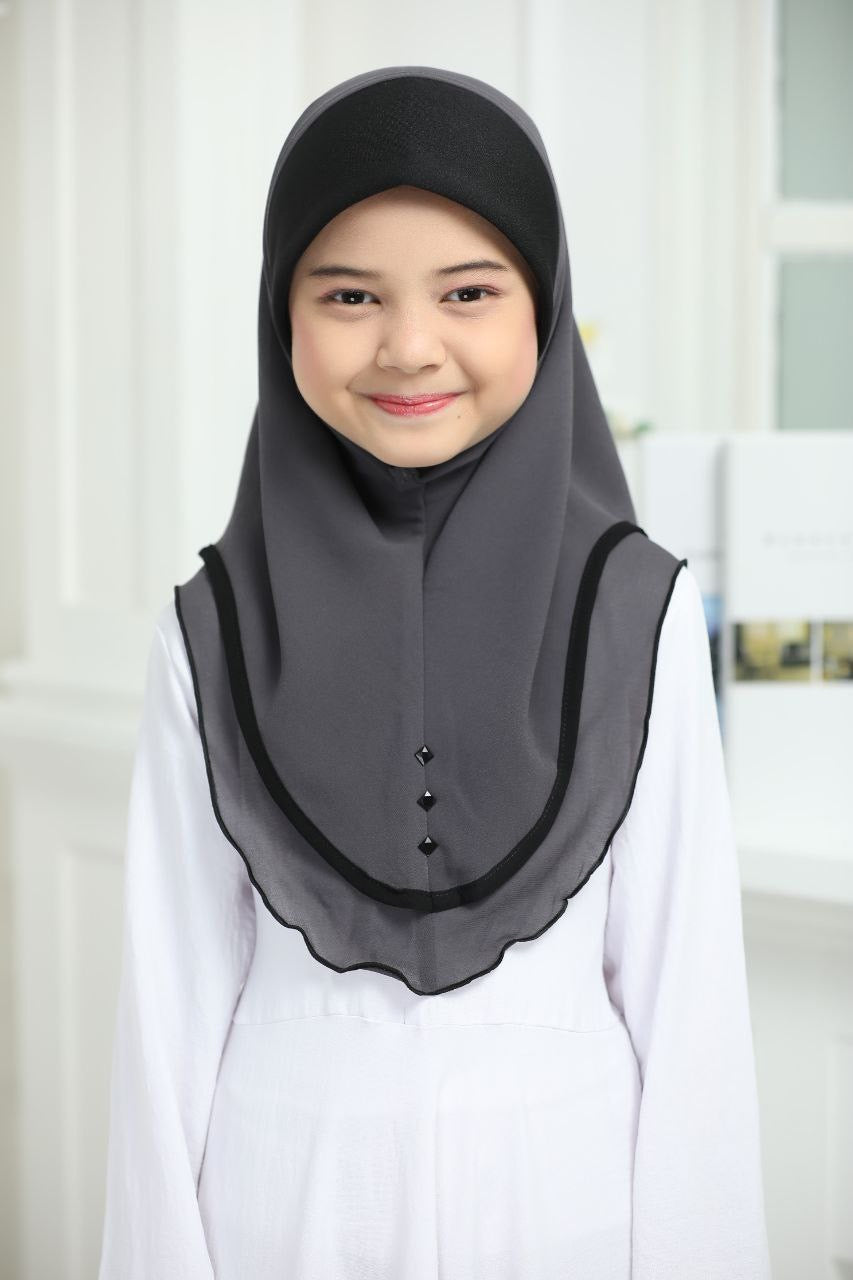 Kids Instant pull on One Piece Elegant Hijab - Available in Various Colors, Comfortable Fit, Suitable for all occasion instant hijab