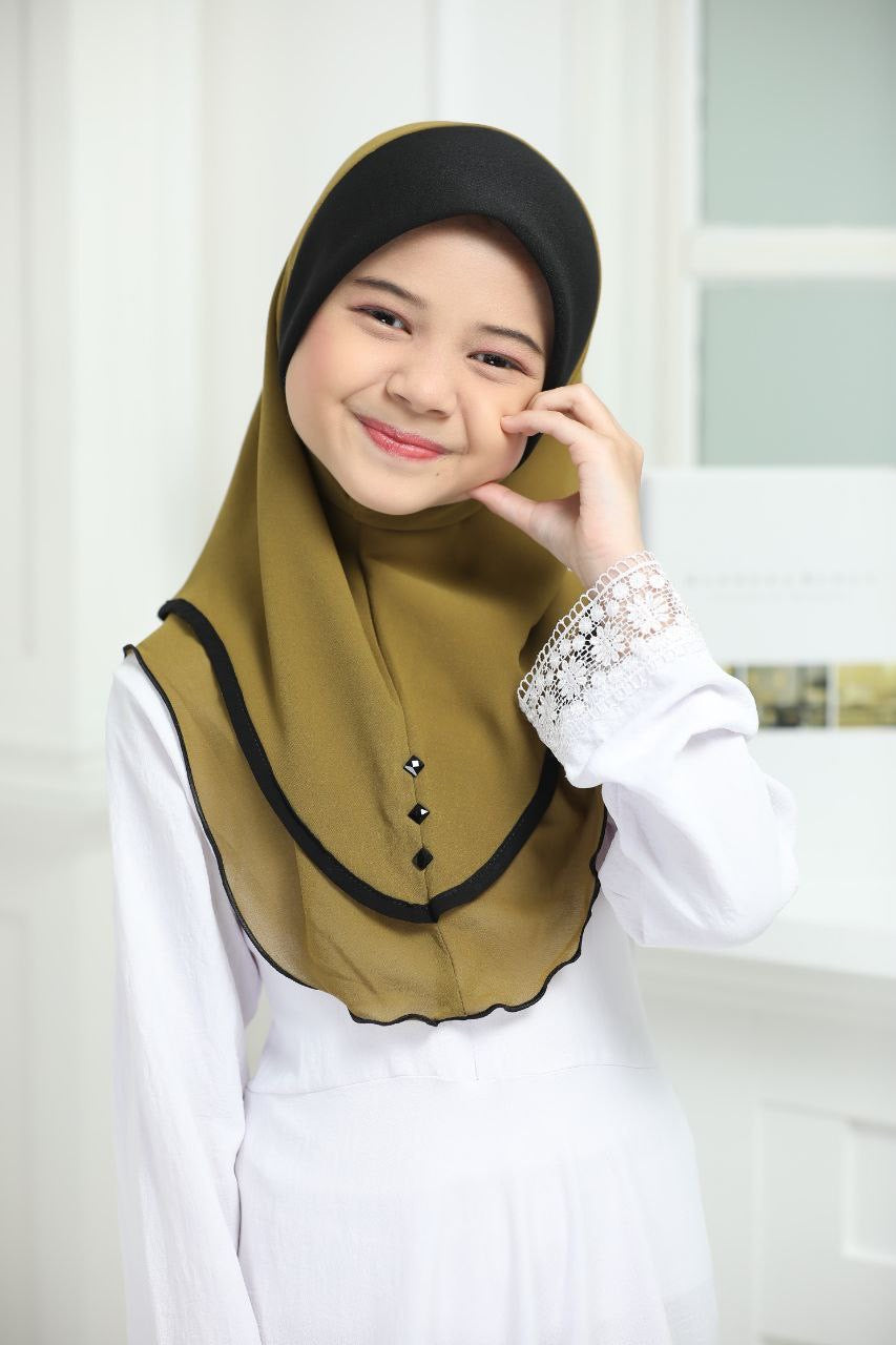 Kids Instant pull on One Piece Elegant Hijab - Available in Various Colors, Comfortable Fit, Suitable for all occasion instant hijab