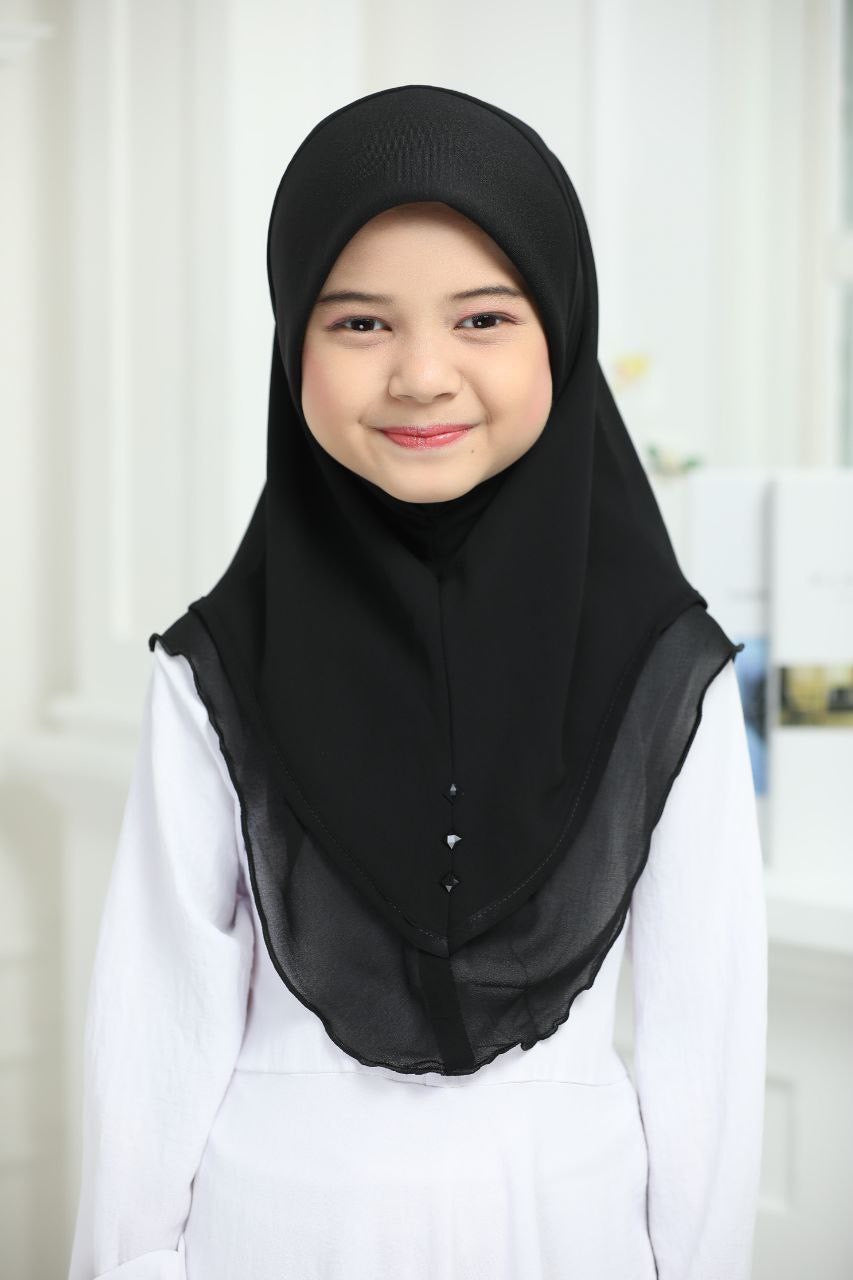 Kids Instant pull on One Piece Elegant Hijab - Available in Various Colors, Comfortable Fit, Suitable for all occasion instant hijab