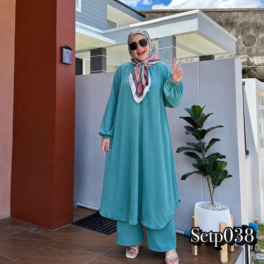 Tasnym Women's Zipper Long 2 Pieces co-ords set Outfit (Turquoise)