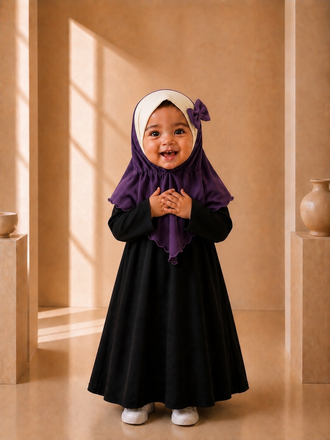 Kids Instant Hijab for baby & toddler (6 months to 3 years old) with Secure Comfort-Fit Elastic Back | No-Slip Everyday Hijab girls