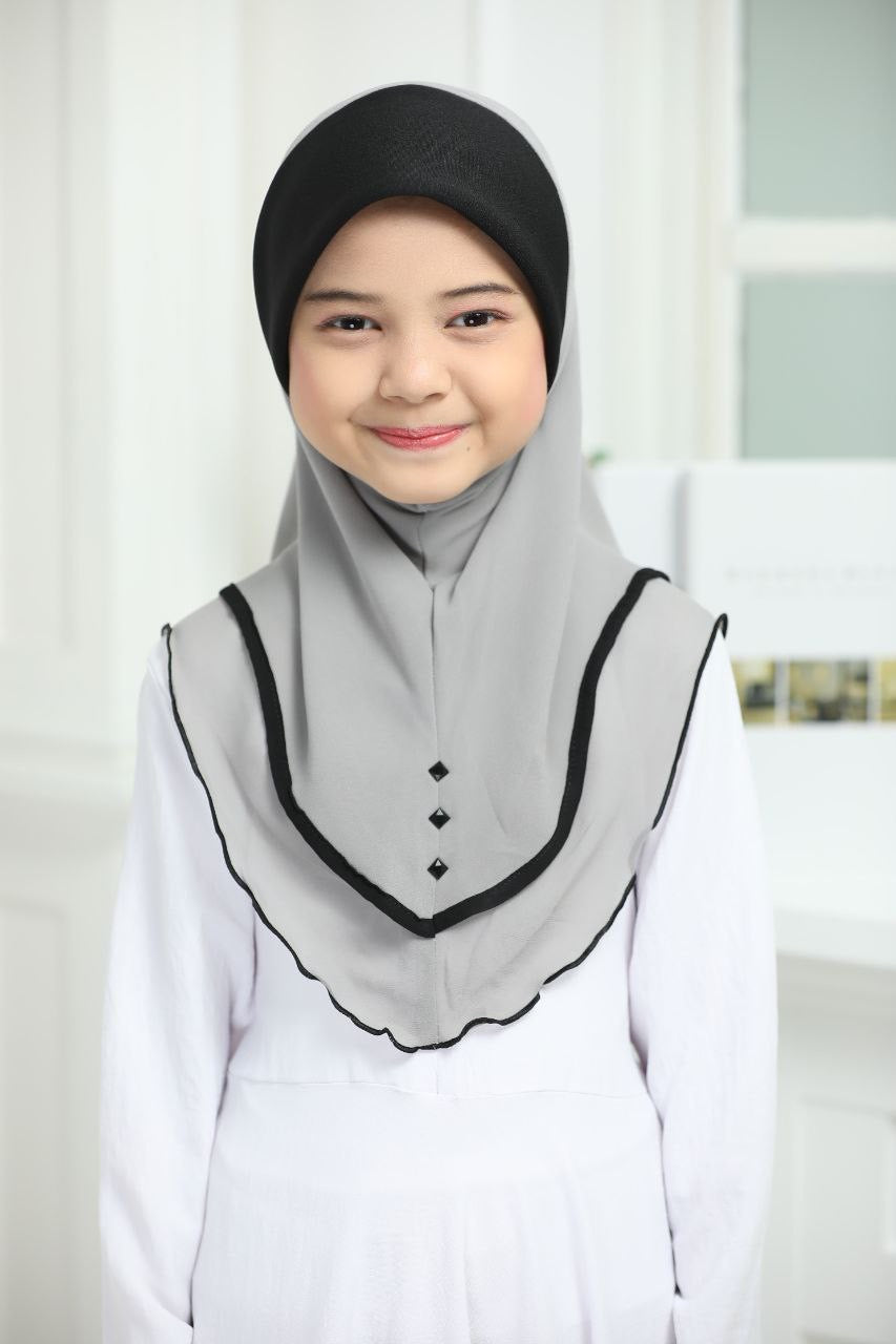 Kids Instant pull on One Piece Elegant Hijab - Available in Various Colors, Comfortable Fit, Suitable for all occasion instant hijab