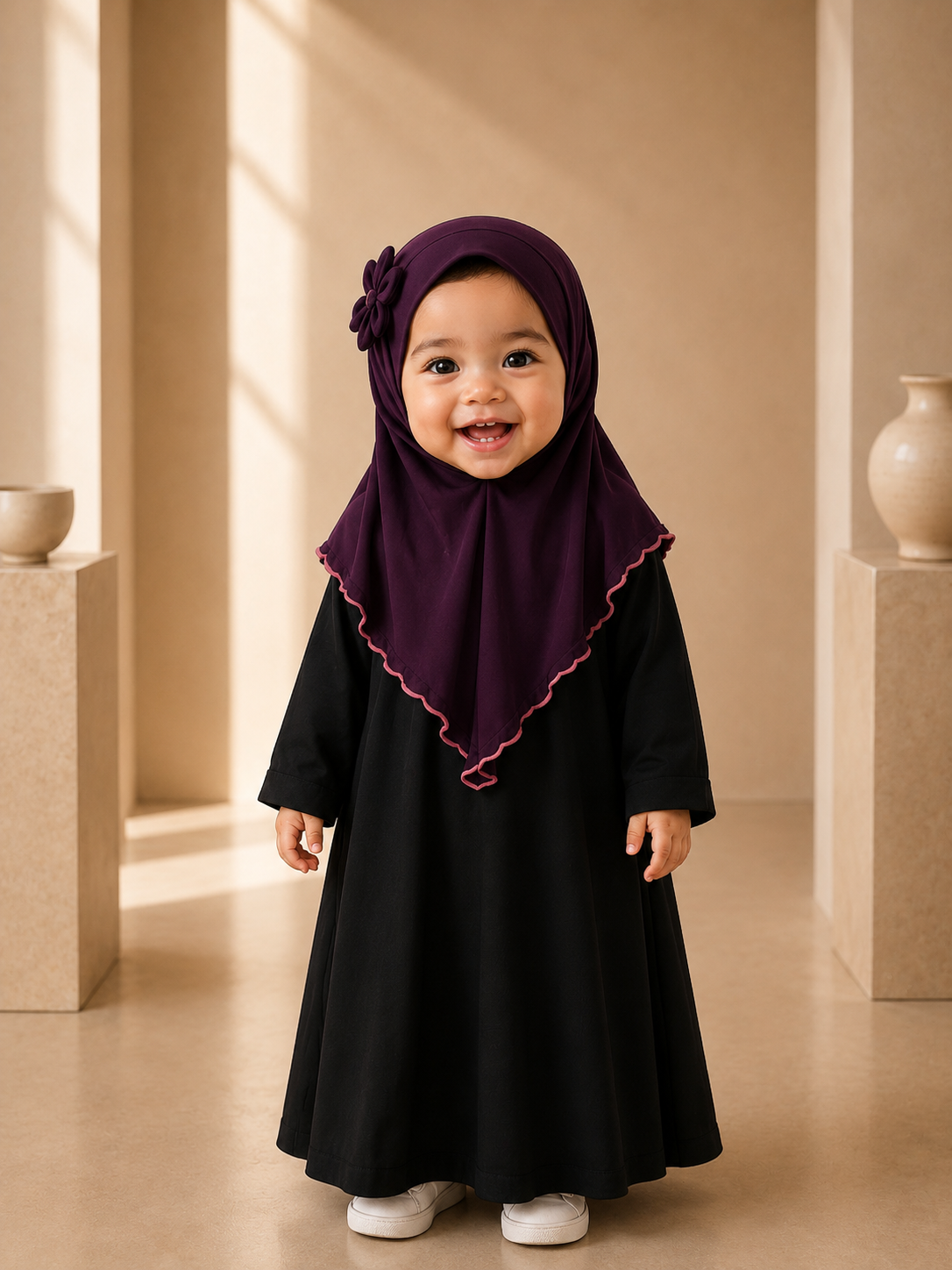 Kids Instant Hijab for baby & toddler (6 months to 3 years old) with Secure Comfort-Fit Elastic Back | No-Slip Everyday Hijab girls