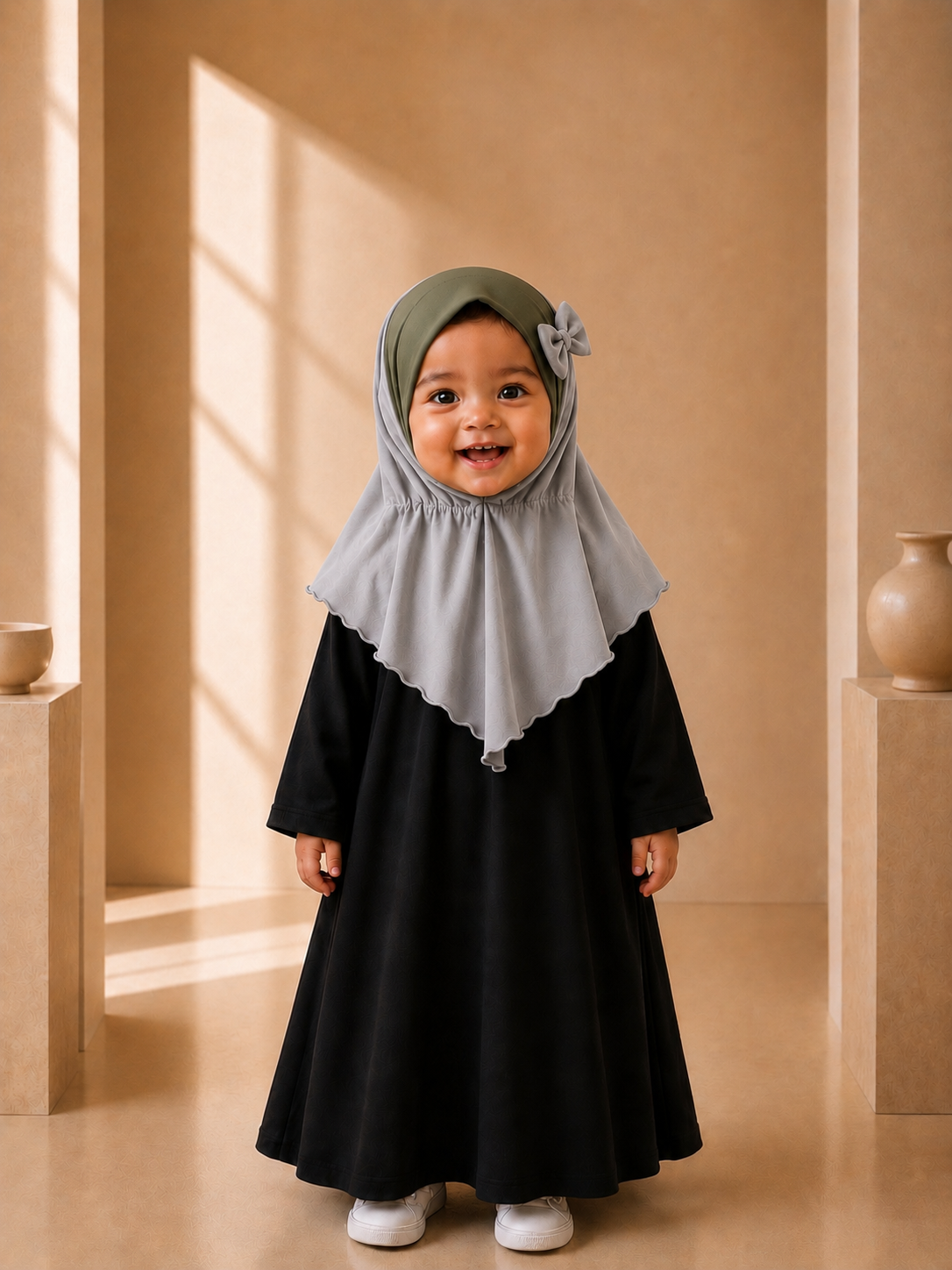 Kids Instant Hijab for baby & toddler (6 months to 3 years old) with Secure Comfort-Fit Elastic Back | No-Slip Everyday Hijab girls